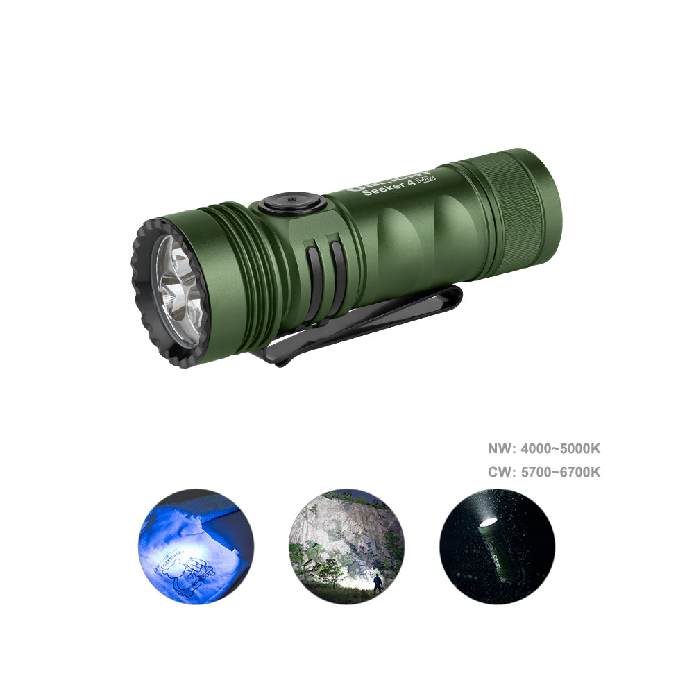 Olight Seeker 4 Mini 1200 Lumens Mini EDC Torch with White & UV Light