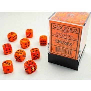 Chessex 12mm D6 Dice Block Vortex Orange/Black