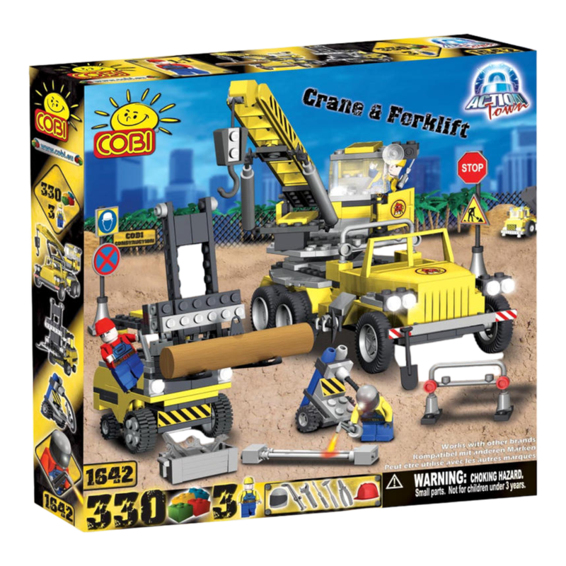 Action Town - 330 Piece Construction Crane and Forklift Construction Set