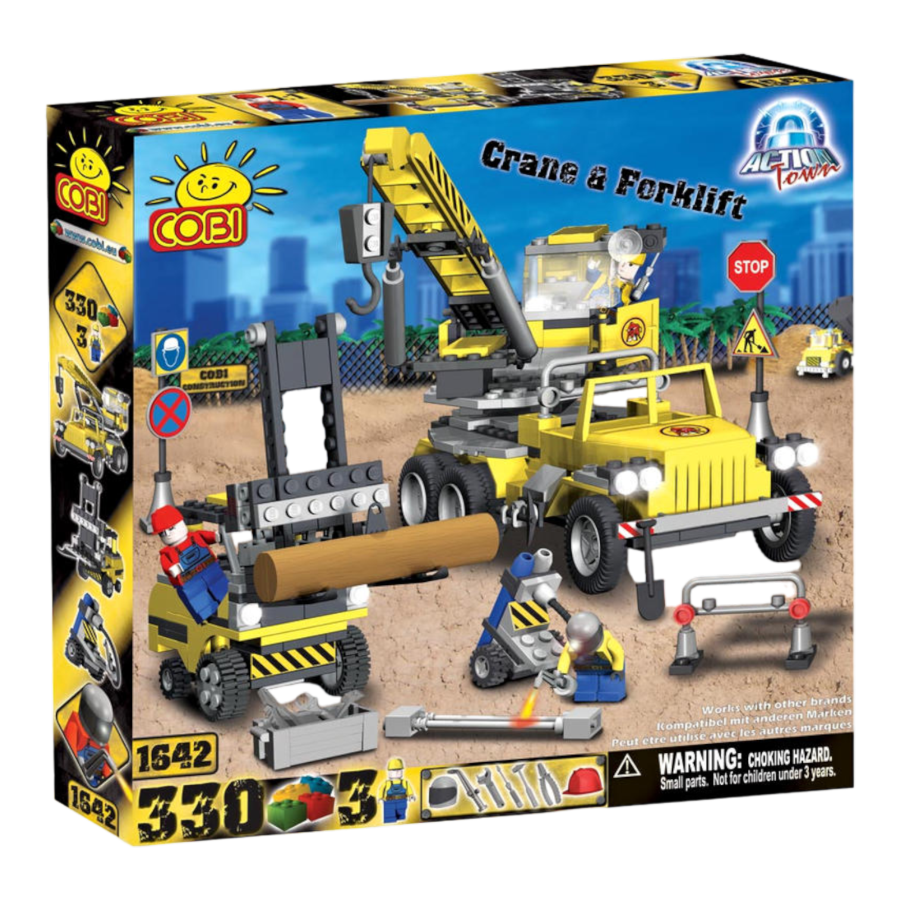 Action Town - 330 Piece Construction Crane and Forklift Construction Set