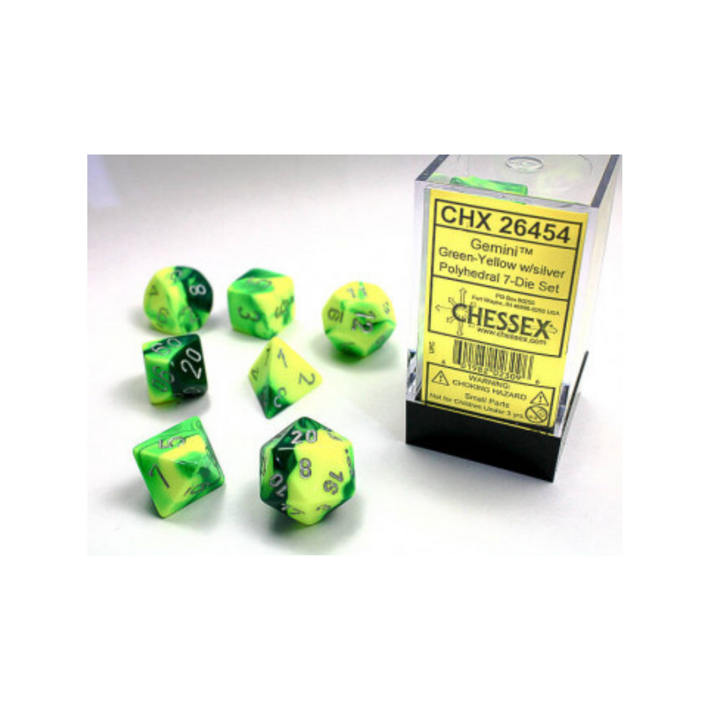 Chessex Polyhedral 7-Die Set Gemini Green-Yelllow
