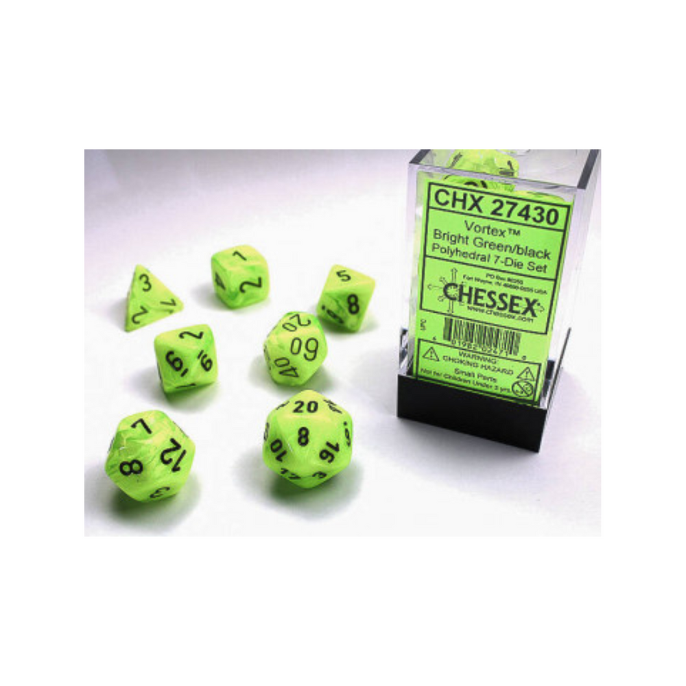 Chessex Polyhedral 7-Die Set - Vortex Bright Green