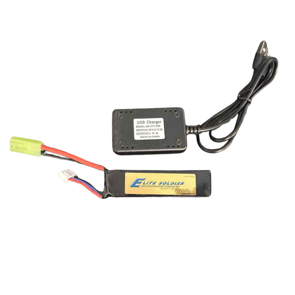 Elite Soldier Mini Tamiya 11.1v Short Battery + Charger Combo