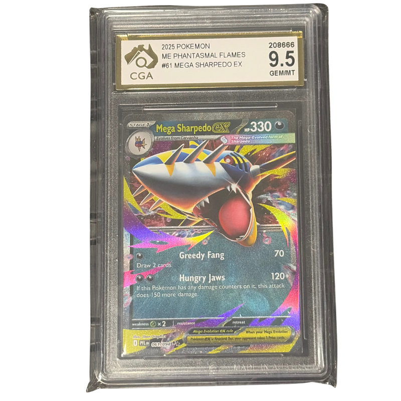 CGA Graded Pokemon ME Phantasmal Flames #61 Mega Sharpedo Ex - Graded 9.5
