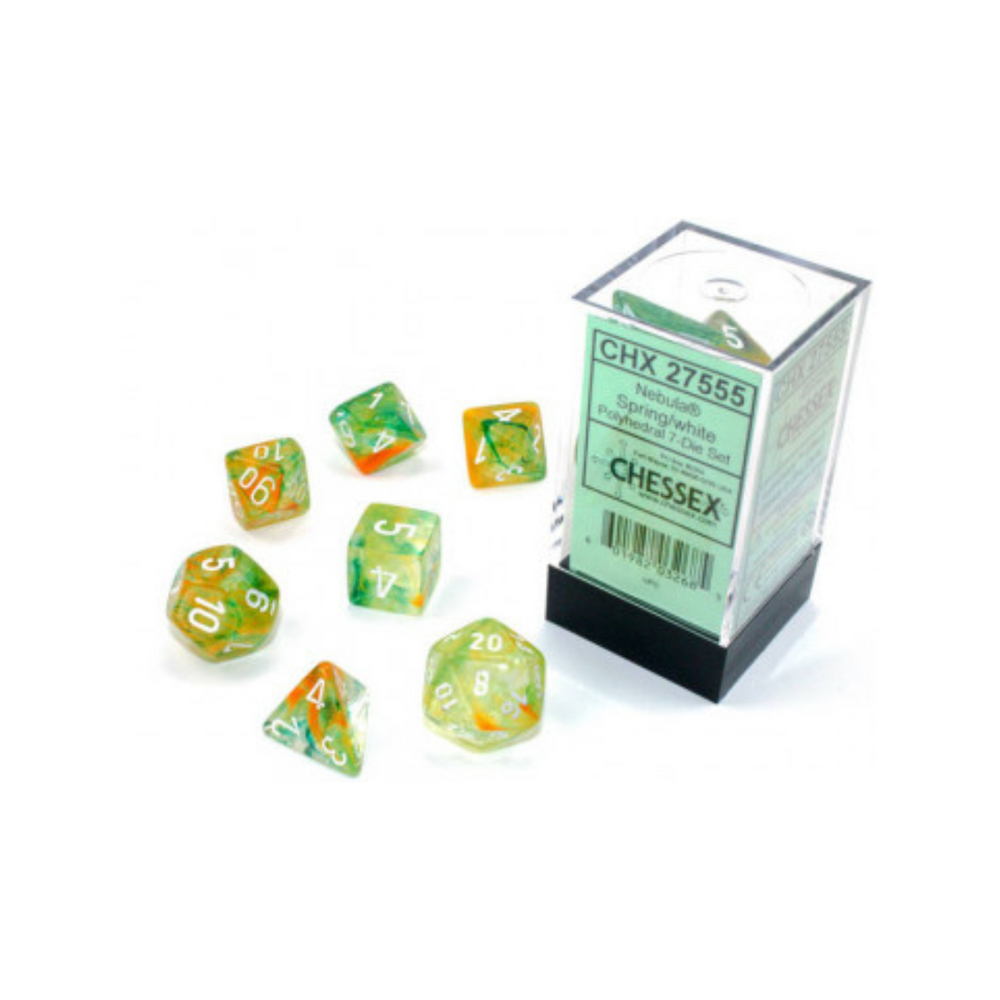 Chessex Polyhedral 7-Die Set Nebula Spring/White (Luminary Effect)