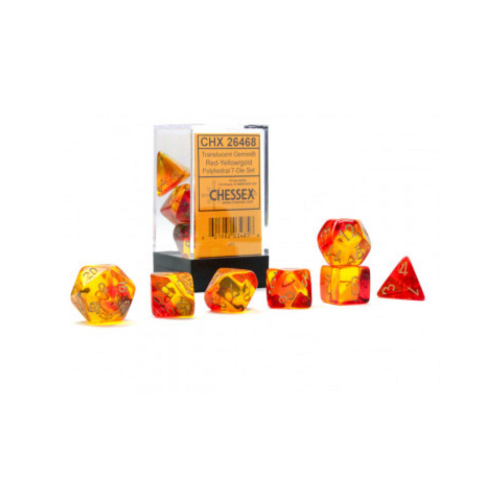 Chessex Polyhedral 7-Die Set Gemini Translucent Red-Yellow/Gold