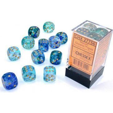 Chessex 16mm D6 Dice Block Nebula Oceanic/Gold (Luminary Effect)