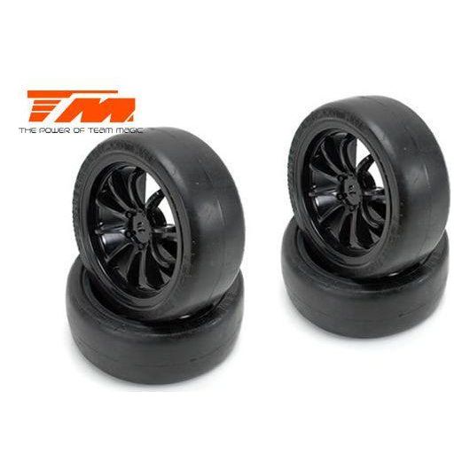 Team Magic 1/10 Touring mounted rubber (4pcs Black) E4JR-Team Magic-ProHobbies