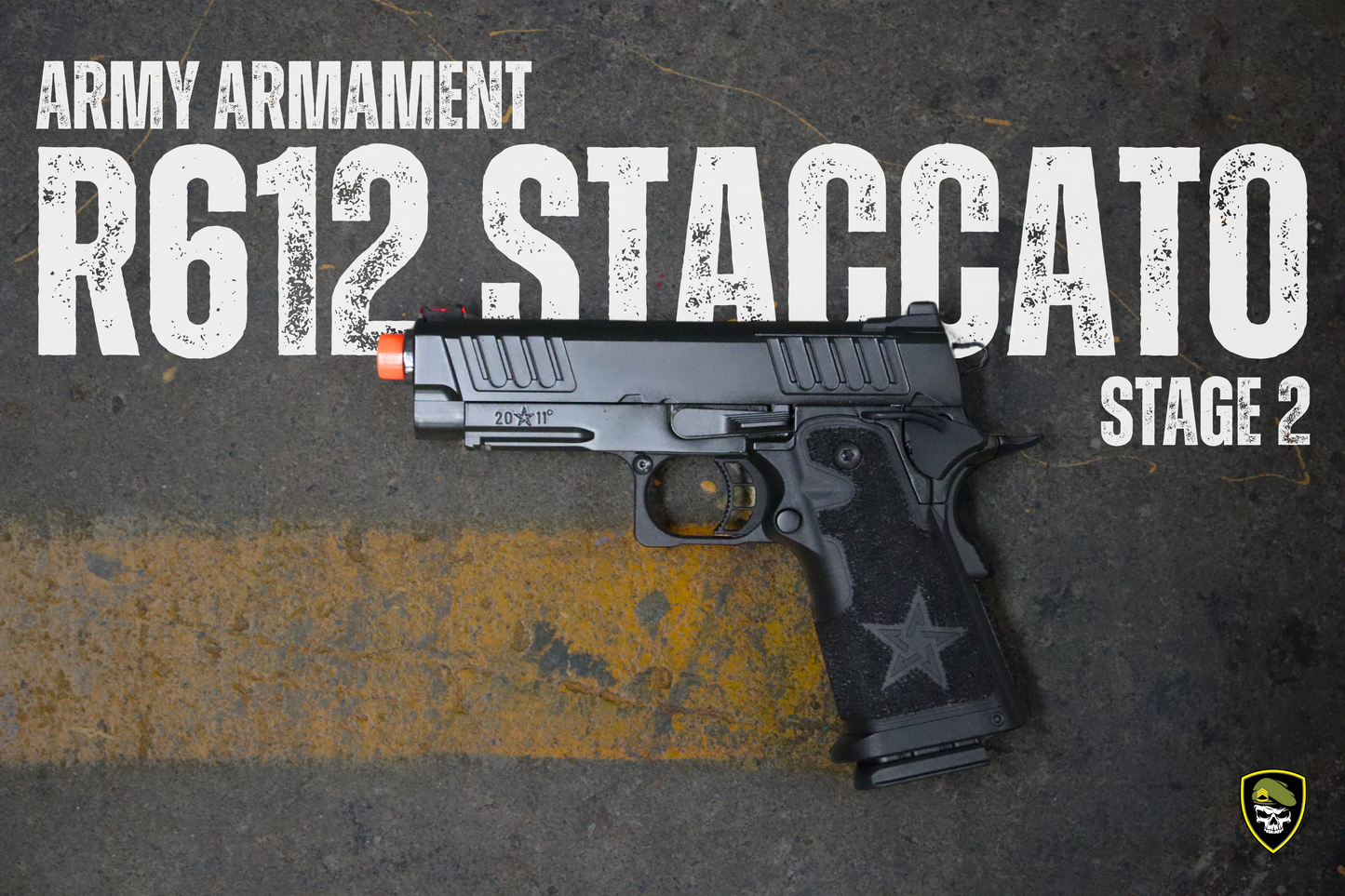 
                  
                    Army Armament Stage 2 R612 Staccato C2 2011 Style Star Stippling Grip Hi-Capa GBB Gel Blaster
                  
                