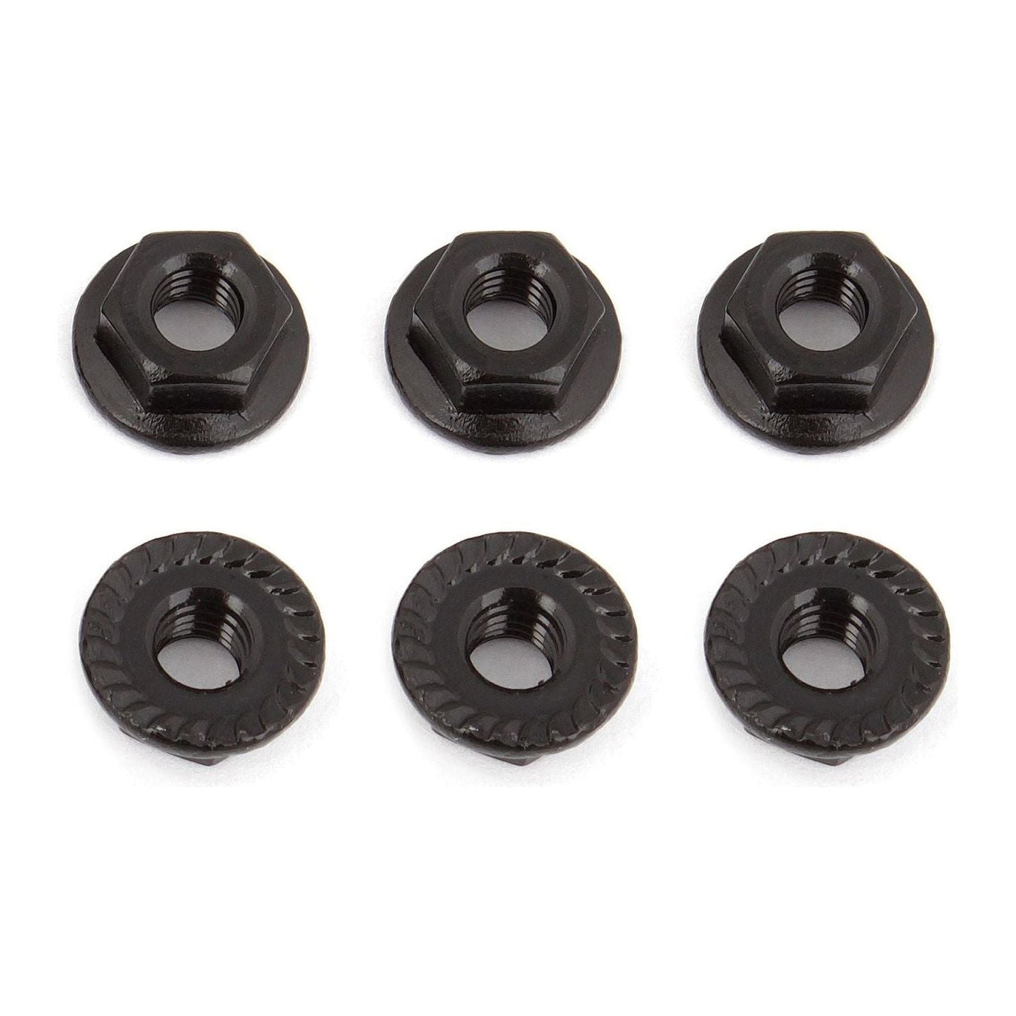 Wheel Nuts, M4, Serrated, flanged, black steel-Command Elite Hobbies-ProHobbies