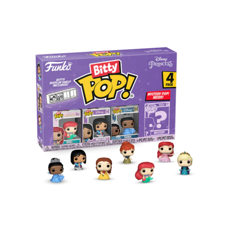 Disney Princess - Ariel, Mulan, Tiana & Mystery Bitty Pop! Vinyl Figure 4-Pack