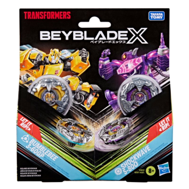 Beyblade X and Transformers Collab Bumblebee 3-60GP vs. Shockwave 5-80O