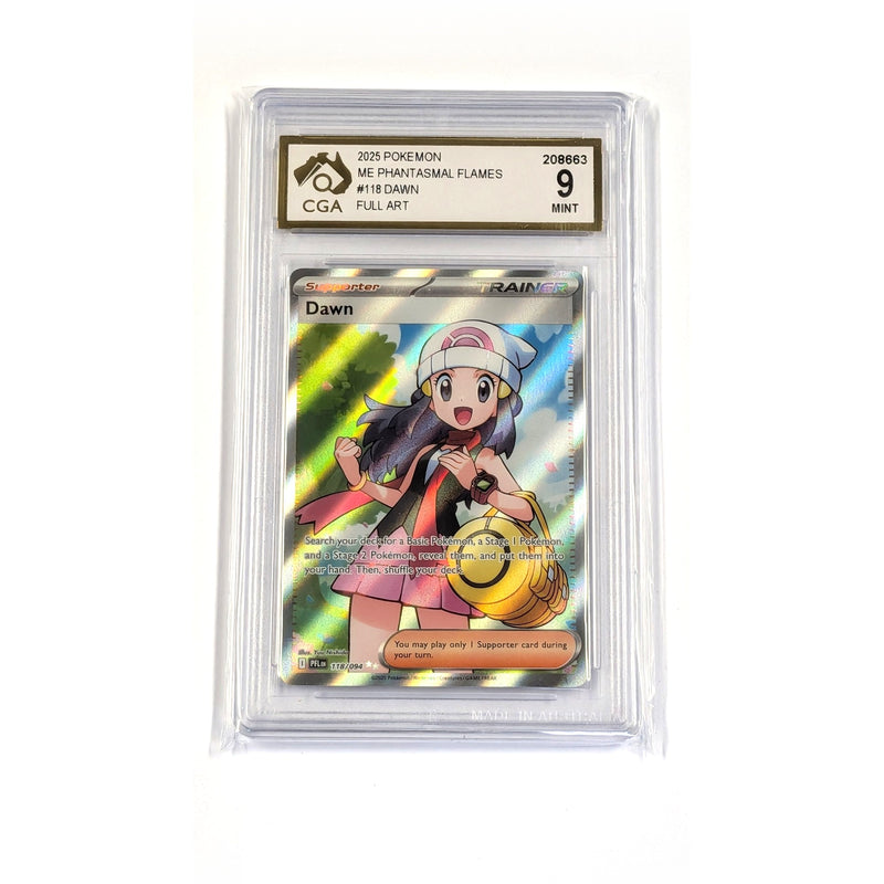 CGA Graded Pokemon ME02: Phantasmal Flames #118 Dawn (Supporter) - Graded 9
