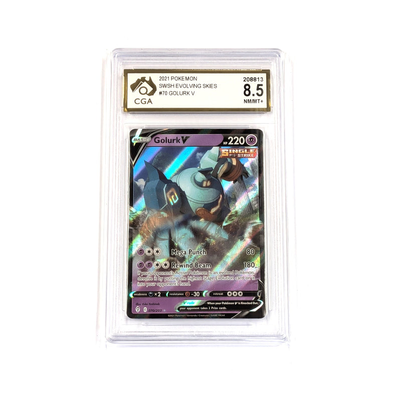 CGA Graded Pokemon SWSH07: Evolving Skies #070 Golurk V - Graded 8.5
