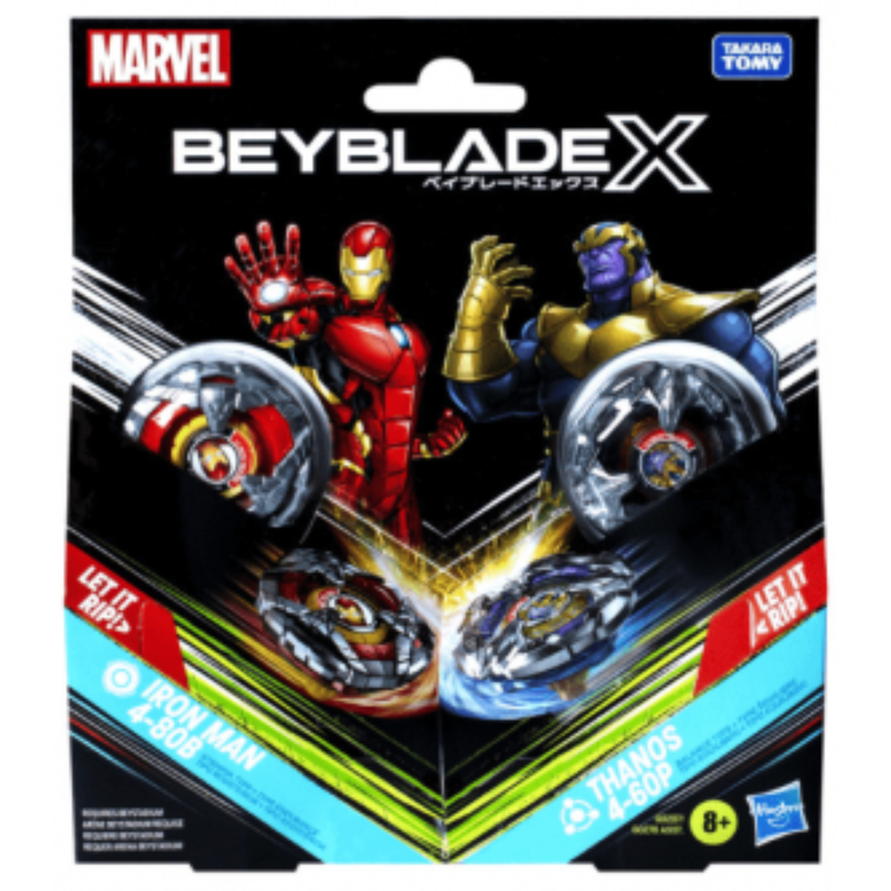 Beyblade X Marvel Collab: Iron Man 4-80B vs. Thanos 4-60P