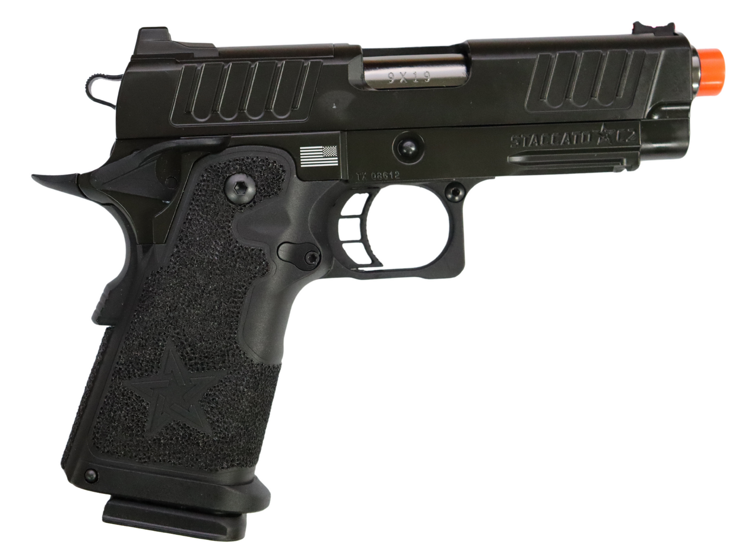 
                  
                    Army Armament Stage 2 R612 Staccato C2 2011 Style Star Stippling Grip Hi-Capa GBB Gel Blaster
                  
                