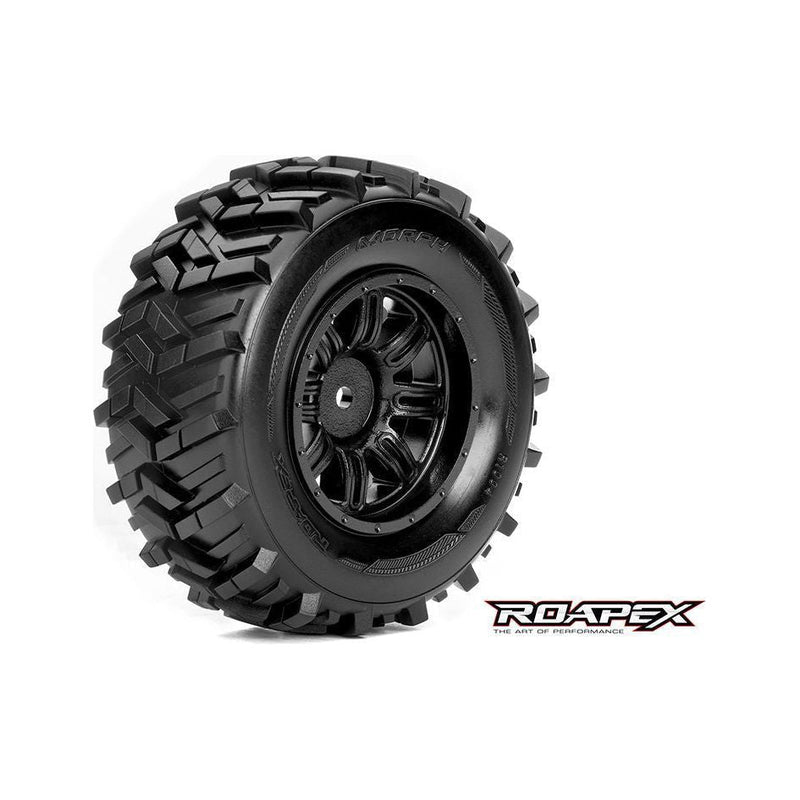 MORPH 1/10 SC TIRE BLACK WHEEL WITH 12MM HEX MOUNTED