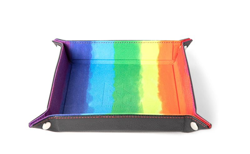 Velvet Dice Tray With Leather Backing Rainbow