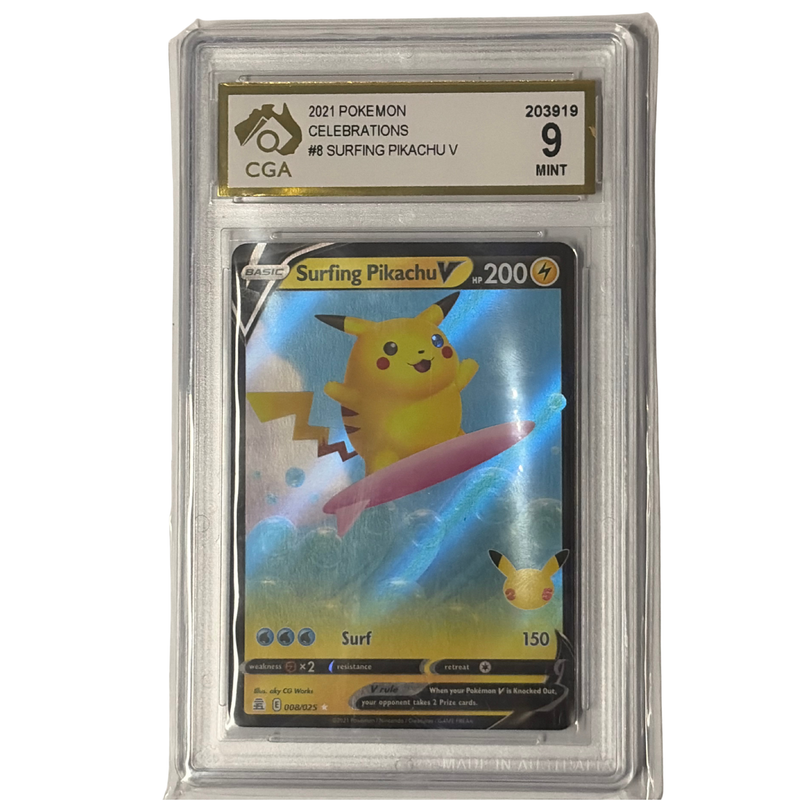 CGA Graded Pokemon Celebrations #8 Surfing Pikachu V - Graded 9