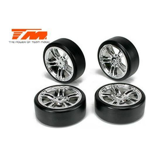 Team Magic E4D Mounted Drift Tyre & Rim Silver