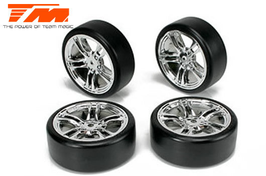 E4D mounted drift tyre & rim Silver