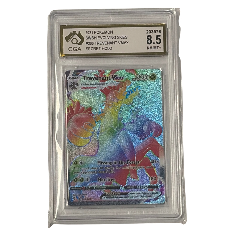 CGA Graded Pokemon Evolving Skies #206 Trevenant VMAX Secret Holo - 8.5 Graded