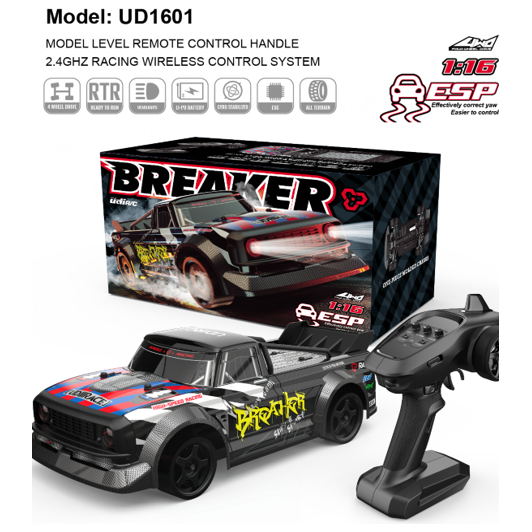 UDI 1/16 2.4G HIGH SPEED CAR, 3 SPEED MODE, ADJUSTABLE ELECTRONIC STABILITY CONTROL, DRIFT & CIRCUIT TYRES INCLUDED-RC CAR-UDI-ProHobbies