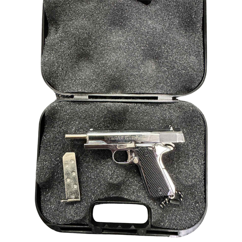 Mini Colt 1911 Silver Keychain – Slide Action with Imitation Round