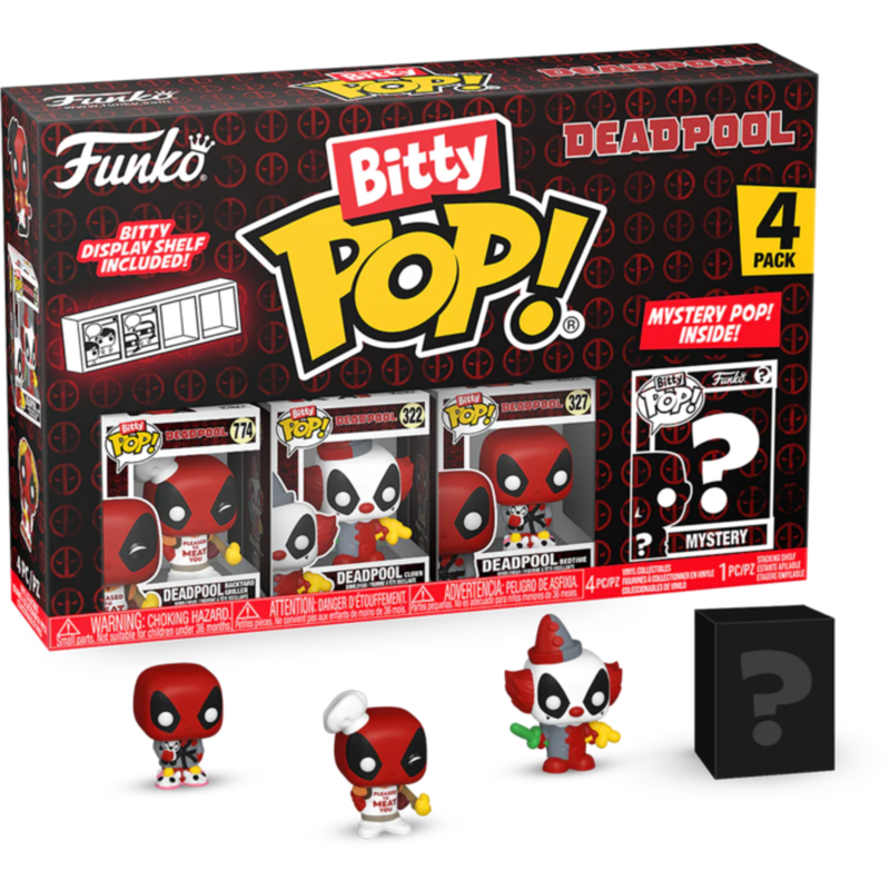 Deadpool - Deadpool (Backyard Griller), Deadpool (Clown), Deadpool (Bedtime) & Mystery Bitty Pop! Vinyl Figure 4-Pack