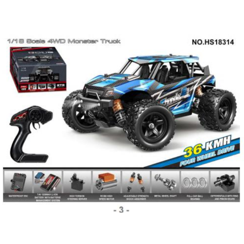 Thunder 1/18 4WD RTR High speed truck 2.4g 35KM 20 Minute runtime