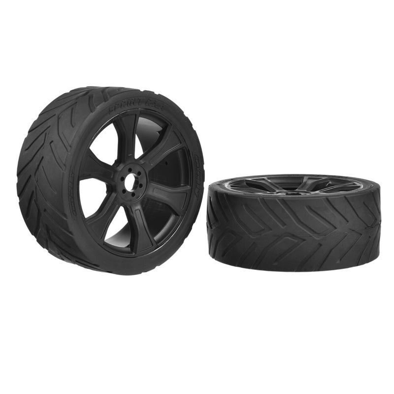 Team Corally - XL6S - Tires - Sprint RXA - Street Tires - Low Profile - Glued on Black Rims - 1 Pair