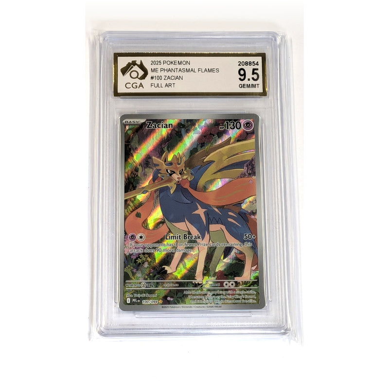 CGA Graded Pokemon ME02: Phantasmal Flames #100 Zacian - Graded 9.5