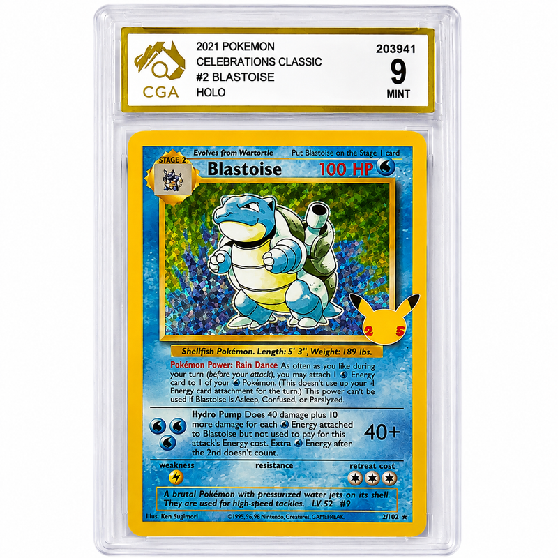 2021 Pokémon Celebrations Classic Collection Blastoise #2/102 Holo CGA 9 Mint