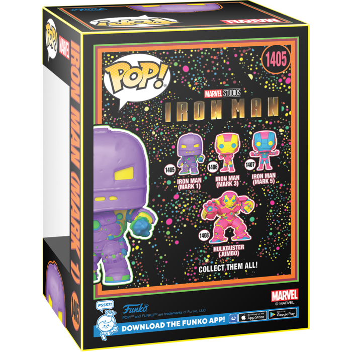 
                  
                    Marvel: The Infinity Saga - Iron Man (Mark 1) Blacklight Pop! Vinyl Figure
                  
                