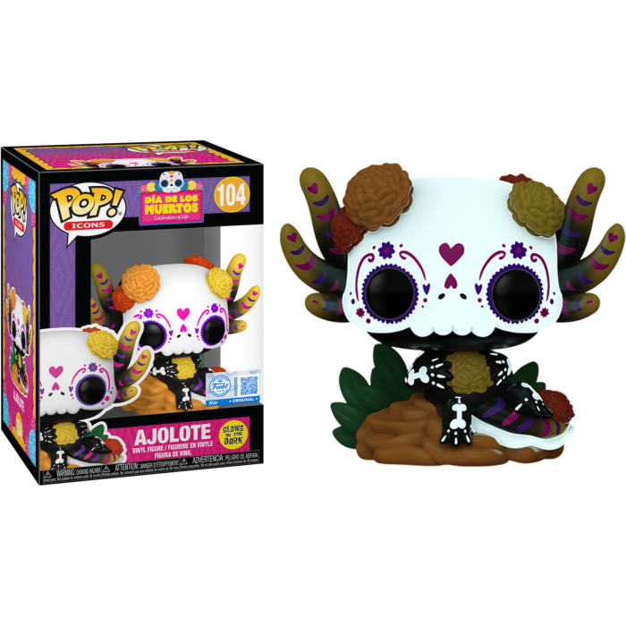 Funko Pop! Icons: Día de los Muertos - Ajolote (Axolotl) Glow-in-the-Dark Vinyl Figure #104