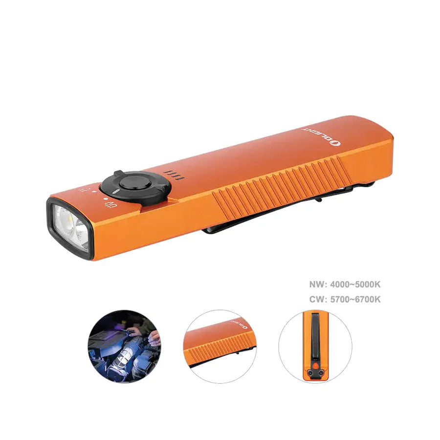 
                  
                    Olight Arkfeld UV 1000 Lumens with Dual Light Source EDC-White Light & UV Light
                  
                