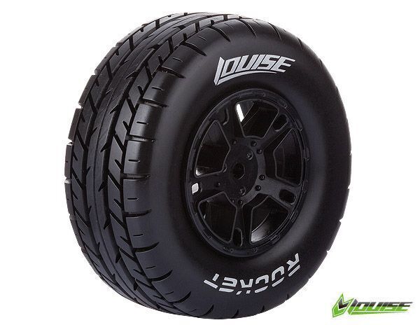 Louise Rocket On Road Tyre Soft Black Rim FRONT - 2Pcs - Command Elite Hobbies