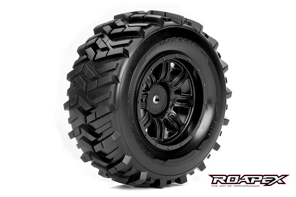 MORPH 1/10 SC TIRE BLACK WHEEL WITH 12MM HEX MOUNTED - Command Elite Hobbies