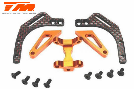 Team Magic E4D MF Aluminum Upper Plate Support - Orange | Command Elite Hobbies.