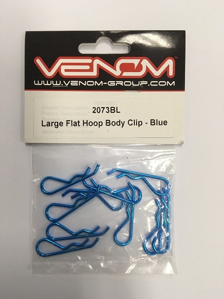 #1/8th Flat 1Hoop Body Clip Blue (10pcs) - Command Elite Hobbies